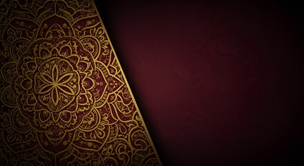Luxurious Red and Gold Mandala Pattern with Textured Background Design