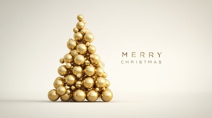 An artistic Christmas tree composed of glittering golden spheres, radiating festive cheer with elegant minimalism, embodies the spirit of the season.