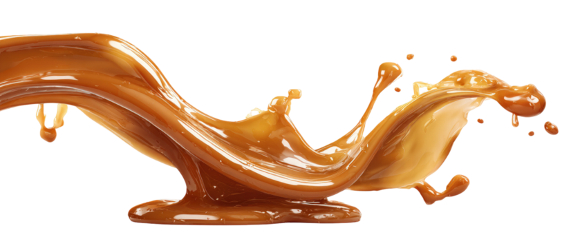 A dynamic splash of a light brown liquid, flowing in a sinuous path