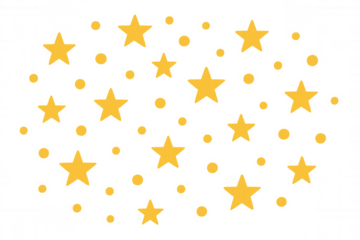 Golden stars and dots pattern, seamless sparkling sky, transparent background, festive celebration element