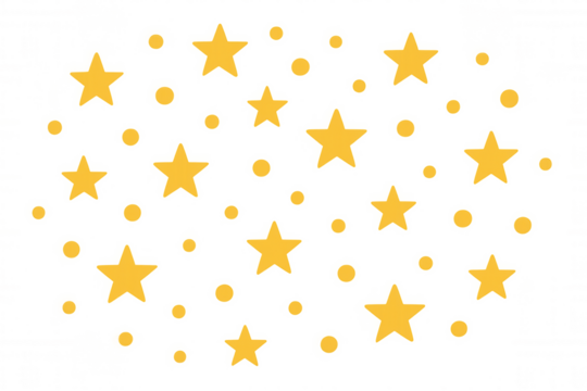 Golden stars and dots pattern, seamless sparkling sky, transparent background, festive celebration element