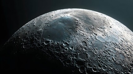 Naklejka premium A detailed close-up view of the Moon's cratered surface against a dark background.