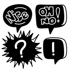 set of cute speech bubble with text in doodle style. vector illustration.