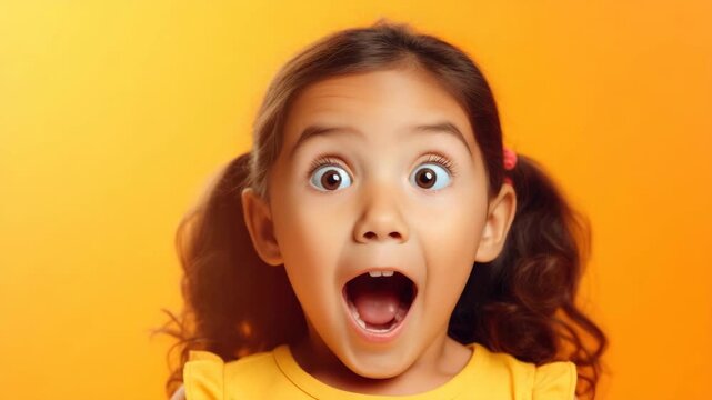 Young girl expressing surprise with wide eyes and open mouth