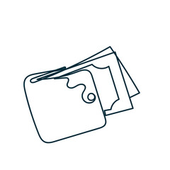 continuous line drawing doodle wallet and money