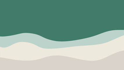 A minimalist vector background with four horizontal, smooth, and undulating layers in muted, earthy tones (deep green, sage, beige, and cream), creating a serene abstract landscape or wave motif