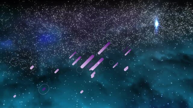 Starburst starting pill shape cluster condensing then dispersing into cosmic starlight trail