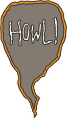 Cute Spooky HOWL Clip Art for Halloween Design