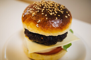 自家製ハンバーガーのアップ