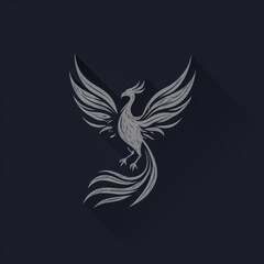 Obraz premium A majestic phoenix with outstretched wings, rendered in a dark, textured style, symbolizing rebirth and transformation against a deep background