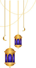 Islamic Gold Lanterns with Hanging Chains