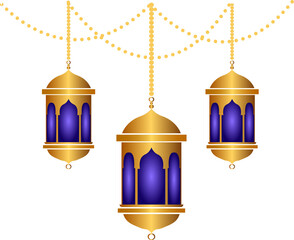 Golden hanging lanterns to welcome Ramadan