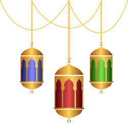 Golden hanging lanterns to welcome Ramadan