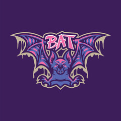 Bat mascot logo design vector. Bat illustration for sport team.