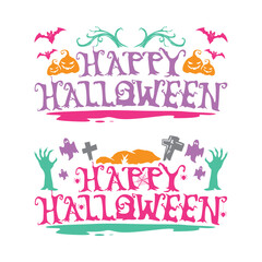 Happy halloween text banner vector, simple text illustration.