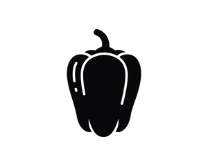Bell Pepper Silhouette Black Icon Vector Illustration
