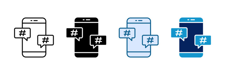 Hashtag Icon Set Multiple Style Collection