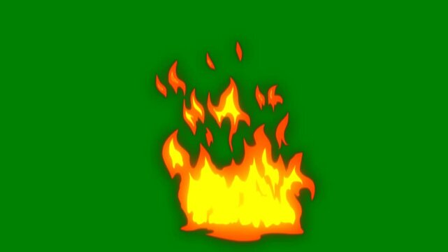 A fire on green background and green screen animated chromakey background layers cartoonish colorful backgrounds elements composition gesture design expression depth creative style