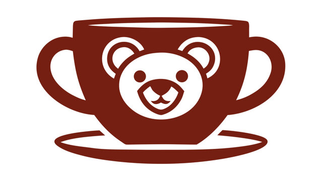 Vector art of a charming brown teacup with a cute teddy bear face, perfect for a cozy and comforting beverage