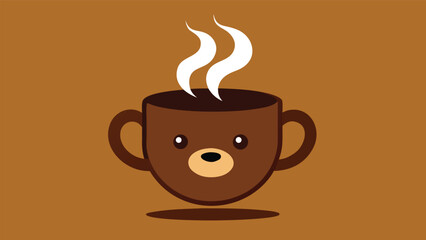 Obraz premium Vector art of adorable bearthemed coffee cup illustration with steam, perfect for a cute and comforting beverage