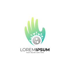 hand and virus logo, health logo, charity logo with unity