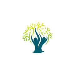 Tree logo and people care design combination, nature care logos