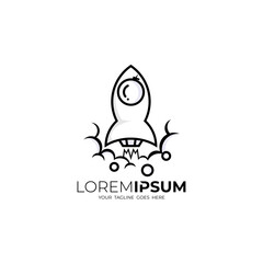 logo of a rocket launch without passengers, line style design