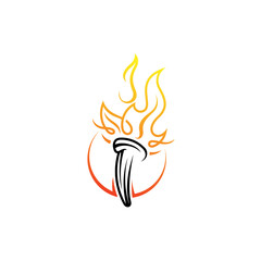 fire logo on a burning torch, Abstract line style logos