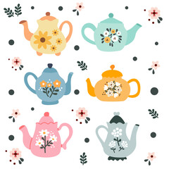 vector illustration with beautiful teapot classic