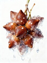 Surreal Fruits Series : A delicious looking healthy bunch of ripe snake fruits on a white background suitable for graphic design and decoration 003