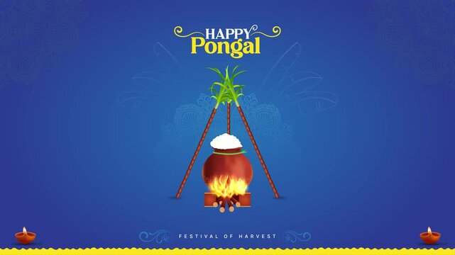 Illustration of Happy Pongal Holiday Harvest Festival of Tamil Nadu South India greeting background