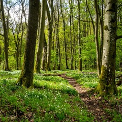 Lush forest path in spring (1)