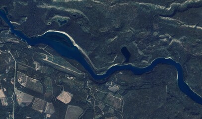Alaskan River Landscape: High-Resolution Aerial View of Braided River Systems, Tundra, and Mountain Wilderness