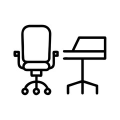 Fototapeta premium Office desk and chair, a professional setting