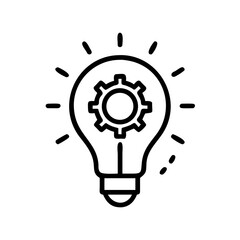 Light bulb with gear icon, representing innovation