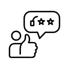 Customer review with thumbs up and star rating