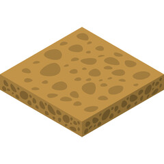 Brown Textured Square Surface With Irregular Pores In Isometric Perspective On A Transparent Background Ideal For Graphic Design Elements And Icons