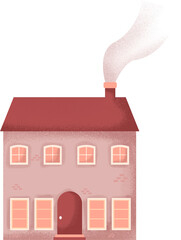 antique house with watercolor illustration