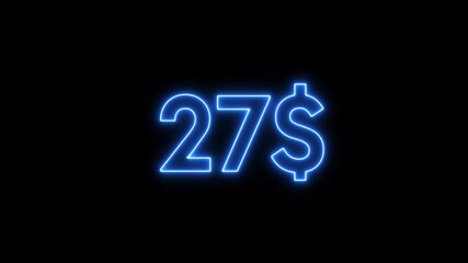 Business dollar's fall down animation. Money loss. Financial crisis, market fall.  55 dollar decrease icon animation.