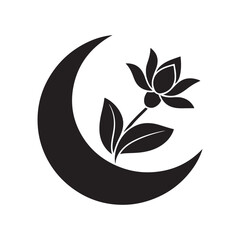 Crescent Moon with Flower