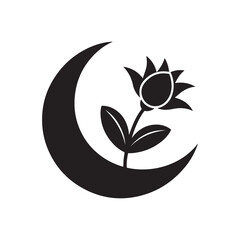 Crescent Moon with Flower