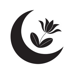 Floral Moon Silhouette Design
