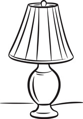 Black and white drawing of a table lamp illustration