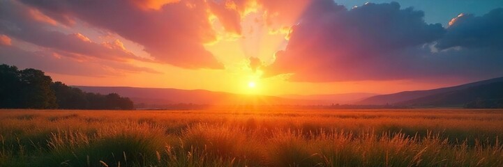 Vibrant Sunrise Over Tranquil Landscape A Symbol of Easter Hope and Renewal