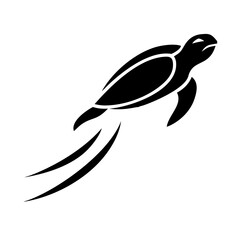 Stylized sea turtle swimming with flowing lines