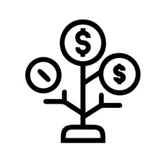 Time is money a money tree with coins and a clock