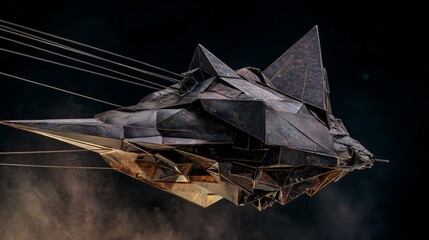 Naklejka premium Cinematic Model of a Sci-Fi Interceptor or Stealth Ship