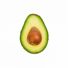 Fresh avocado cut in half isolated on pure white background