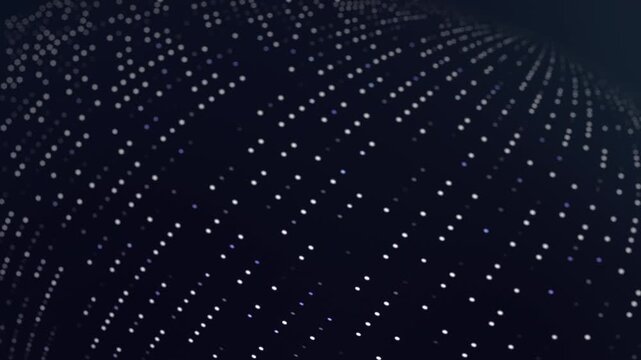 Data grid background with waving field of tiny white dots