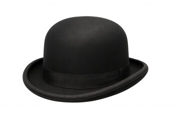 Black bowler hat, elegant felt headwear representing vintage fashion, professionalism, and classic gentleman style